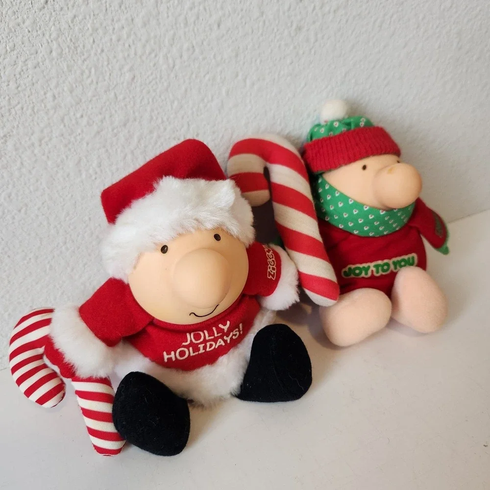VTG 1980s ZIGGY Joy To You Jolly Christmas Plush Dolls‎ Lot Bundle Of 2